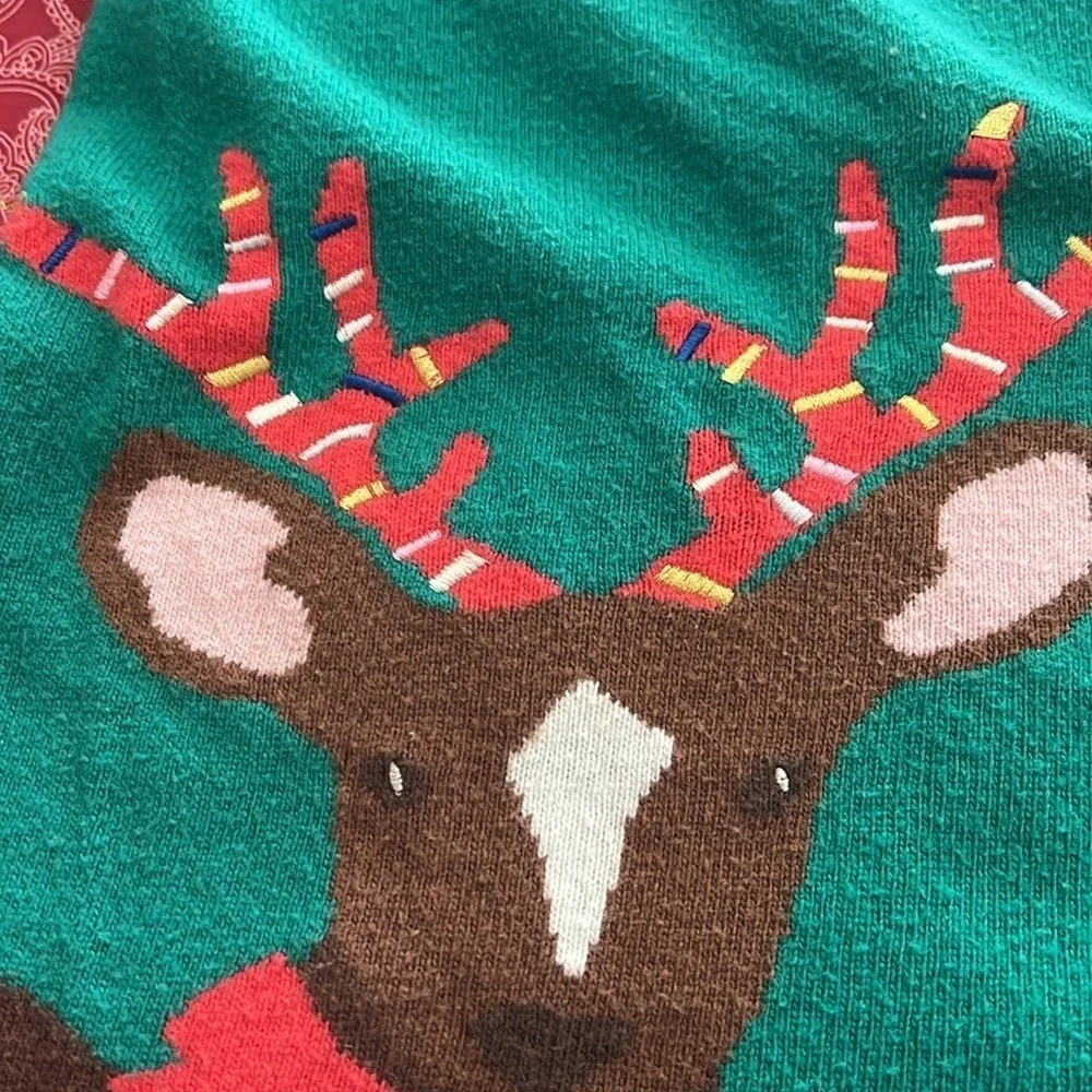 MINI BODEN girls 3-4y Christmas reindeer dress. Green. - Picture 4 of 8